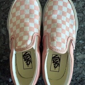 Vans Kids Pink and White Checkered Slip-On Sneakers